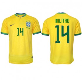 Brasilien Eder Militao #14 Hemmakläder VM 2022 Kortärmad